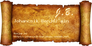 Johancsik Benjámin névjegykártya
